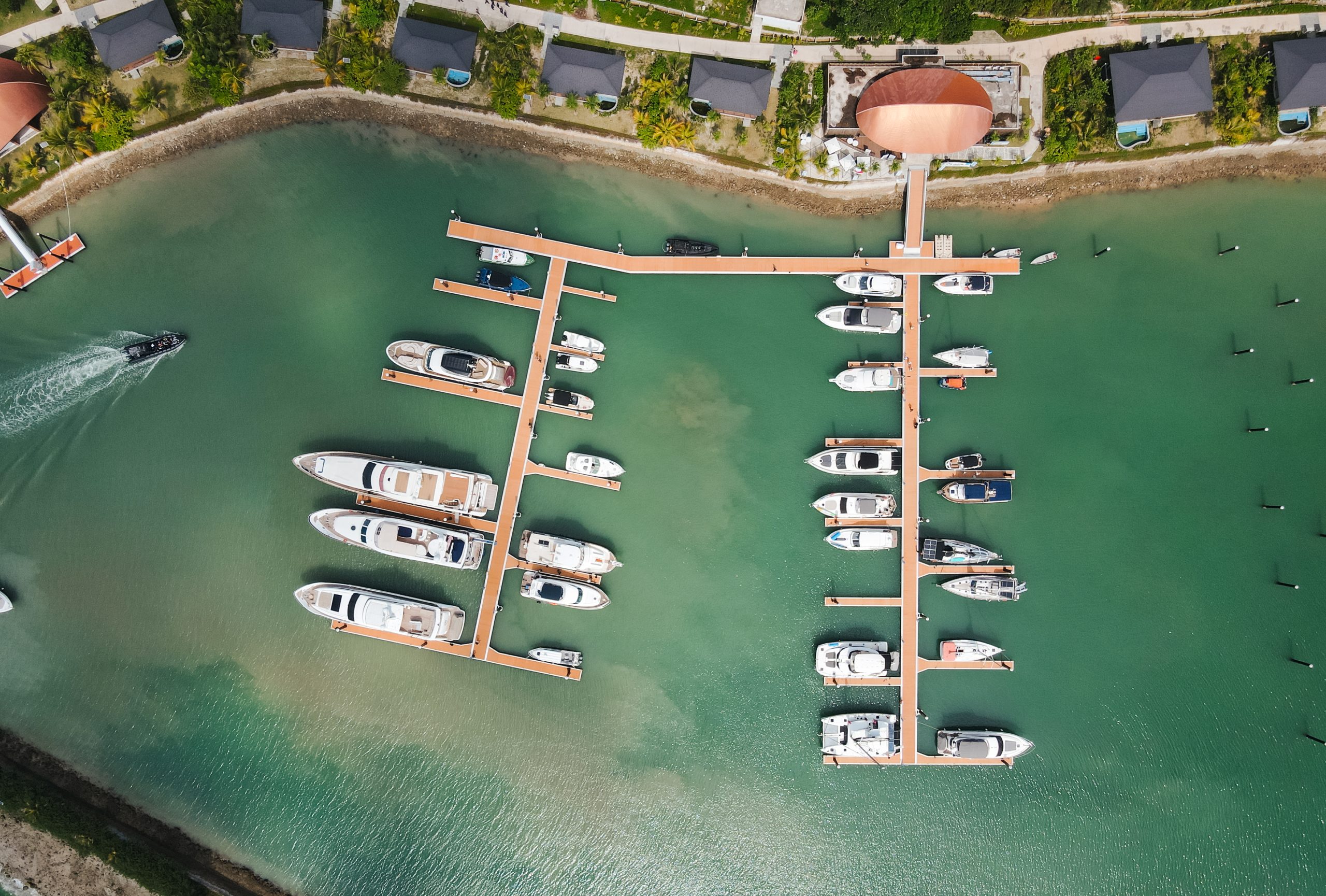 Marina view from Westin Nirup Island Resort & Spa